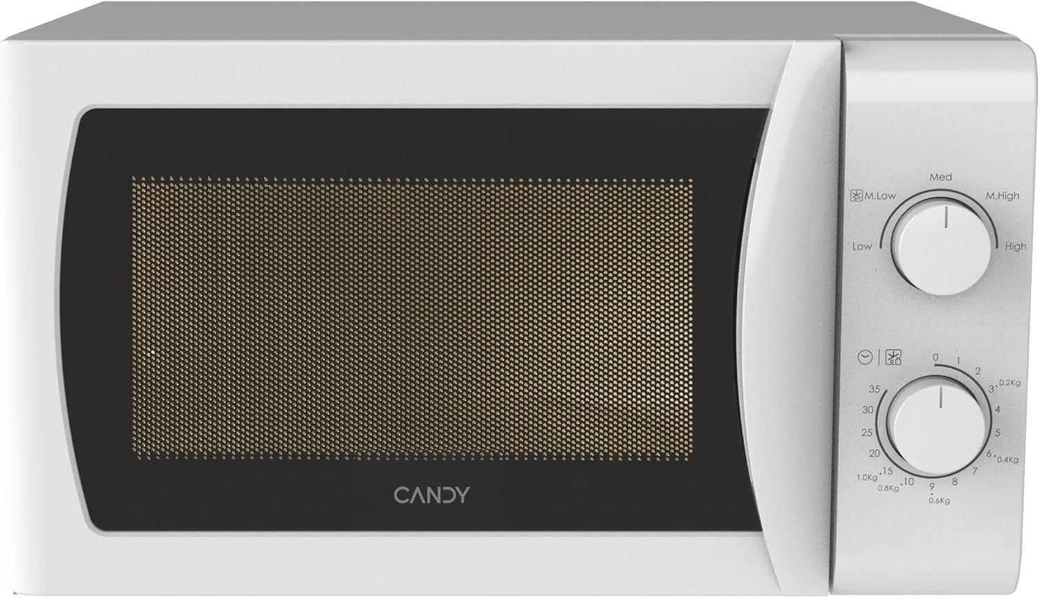Candy Idea Forno a Microonde 20 Litri, 700W, 5 Livelli di Potenza, Programma Defrost, Timer e Segnale Acustico di Fine Cottura, Libera Installazione, 43,95 x 35,75 x 25,82 cm, Bianco - CMW20SMW