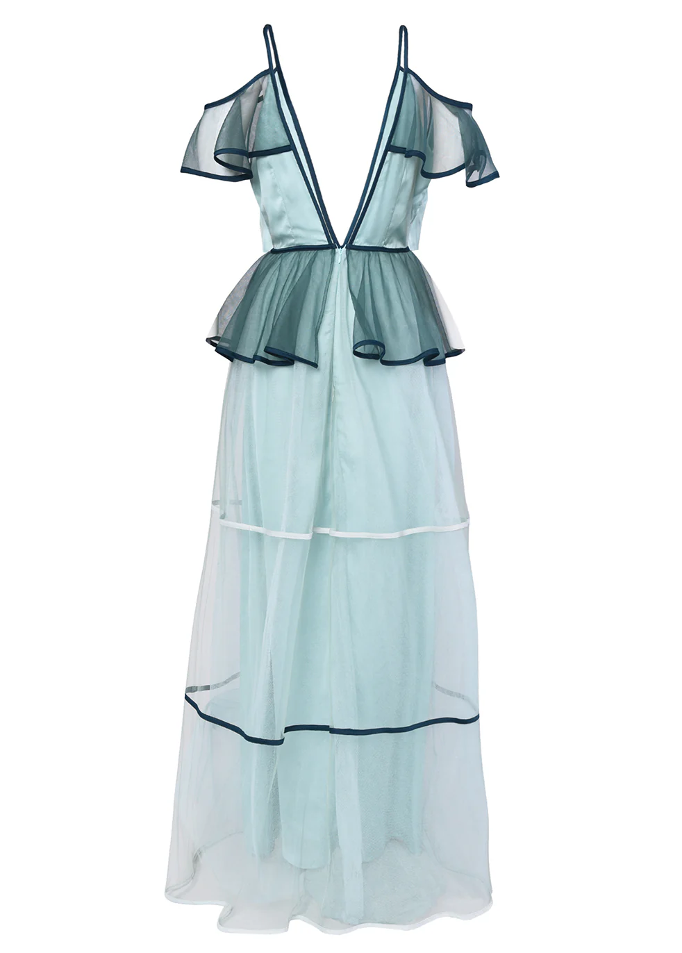 True Decadence Sea Foam Green Tiered Tulle Maxi Dress