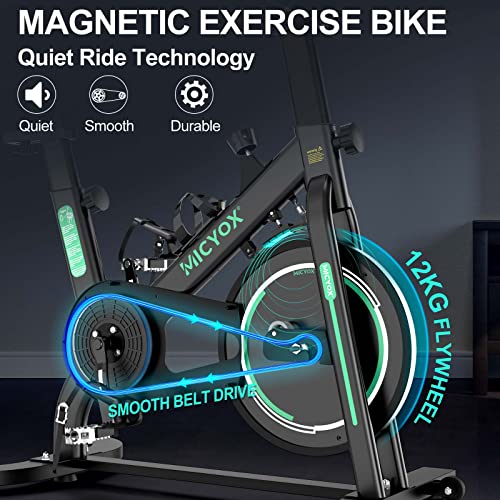 Micyox MX87 Cyclette a Resistenza Magnetica Cyclette da Camera con Volano da 12kg, Sensore Pulsazioni e Freno di Emergenza, Fitness Cyclette Silenziose per la Casa : Sport e tempo libero