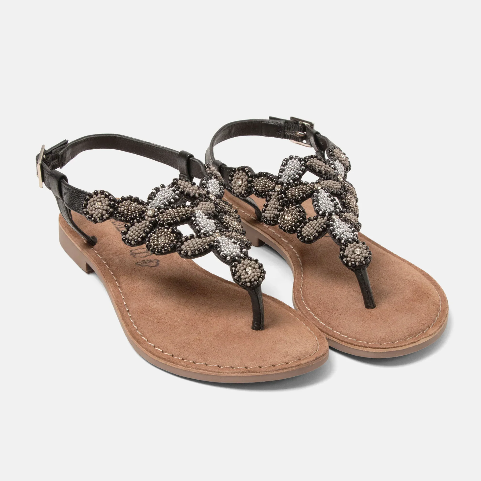 Maritza Beaded Leather Toe Sandals �C Adjustable Slingback Summer Sandals