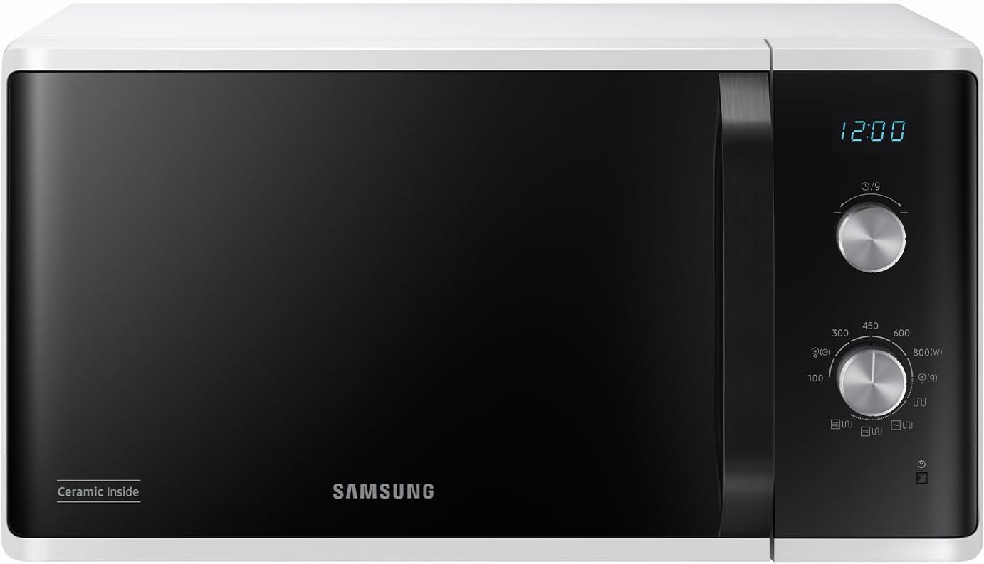 Samsung Forno a Microonde Grill, a libera installazione, Dual Dial MG23K3614AW/ET, Cottura Croccante, AutoDefrost, Microonde + Grill 800 W + 1100 W, 23 L, 49l x 27,5h x 39p cm, Bianco