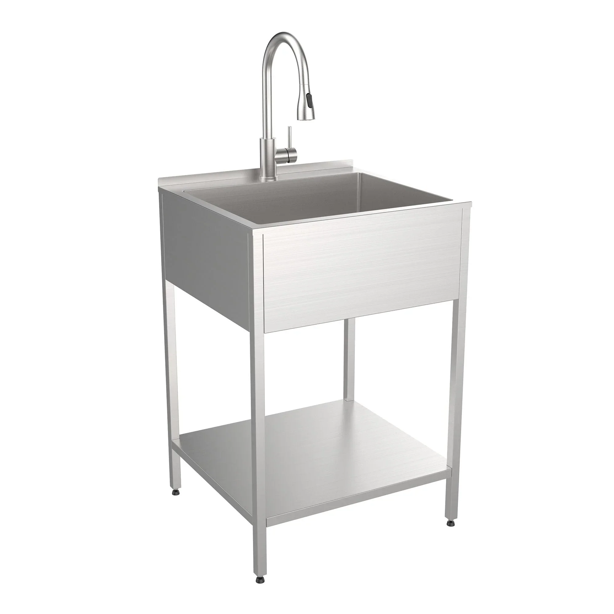 24-in W x 22-in D x 35-in H Stainless Steel Laundry Sink and Wash Stand