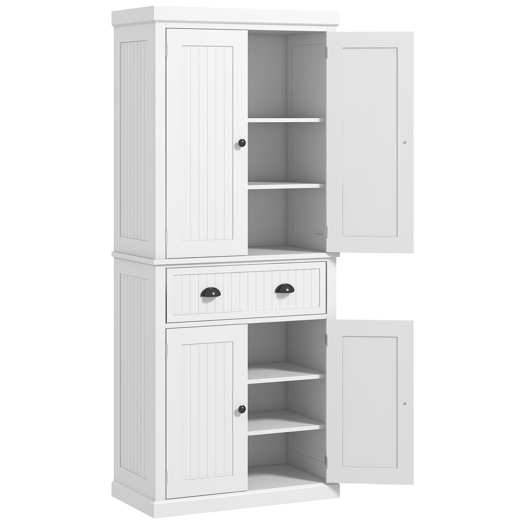 HOMCOM Küchenschrank Buffet Küche Mehrzweckschrank verstellbare Regale 4 Türen und große Schublade 76 x 40 x 183 cm weiß