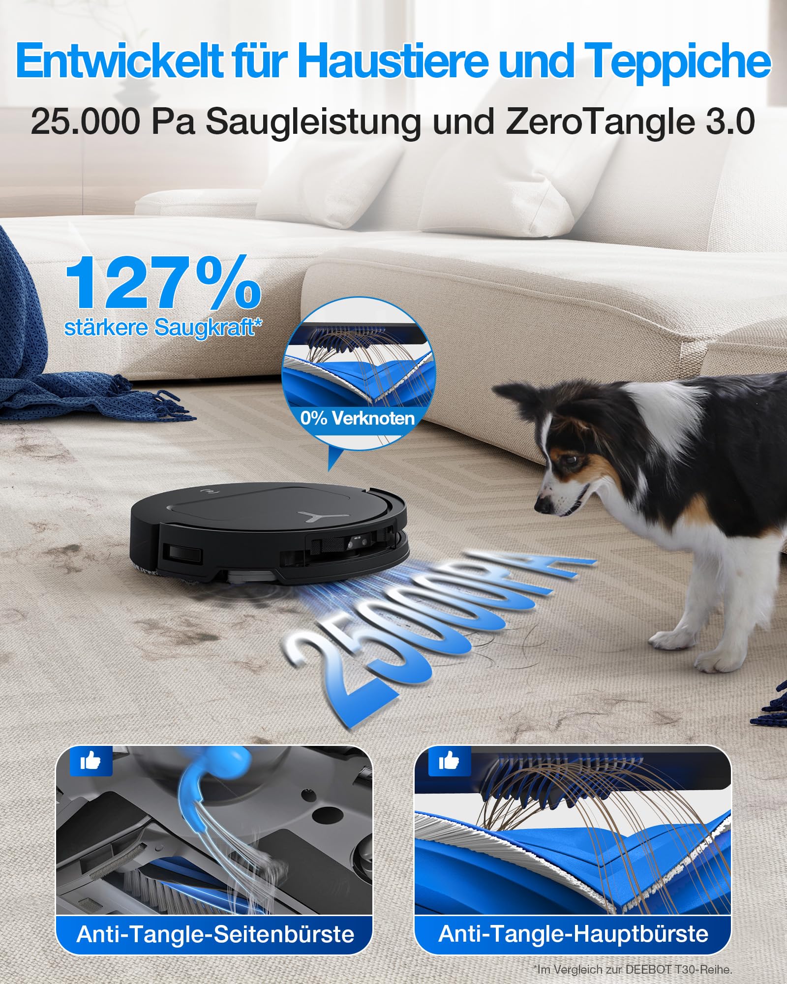 Saugroboter T50 Omni Gen3 mit 25.000 Pa, ZeroTangle 3.0 und All-in-One-OMNI-Station