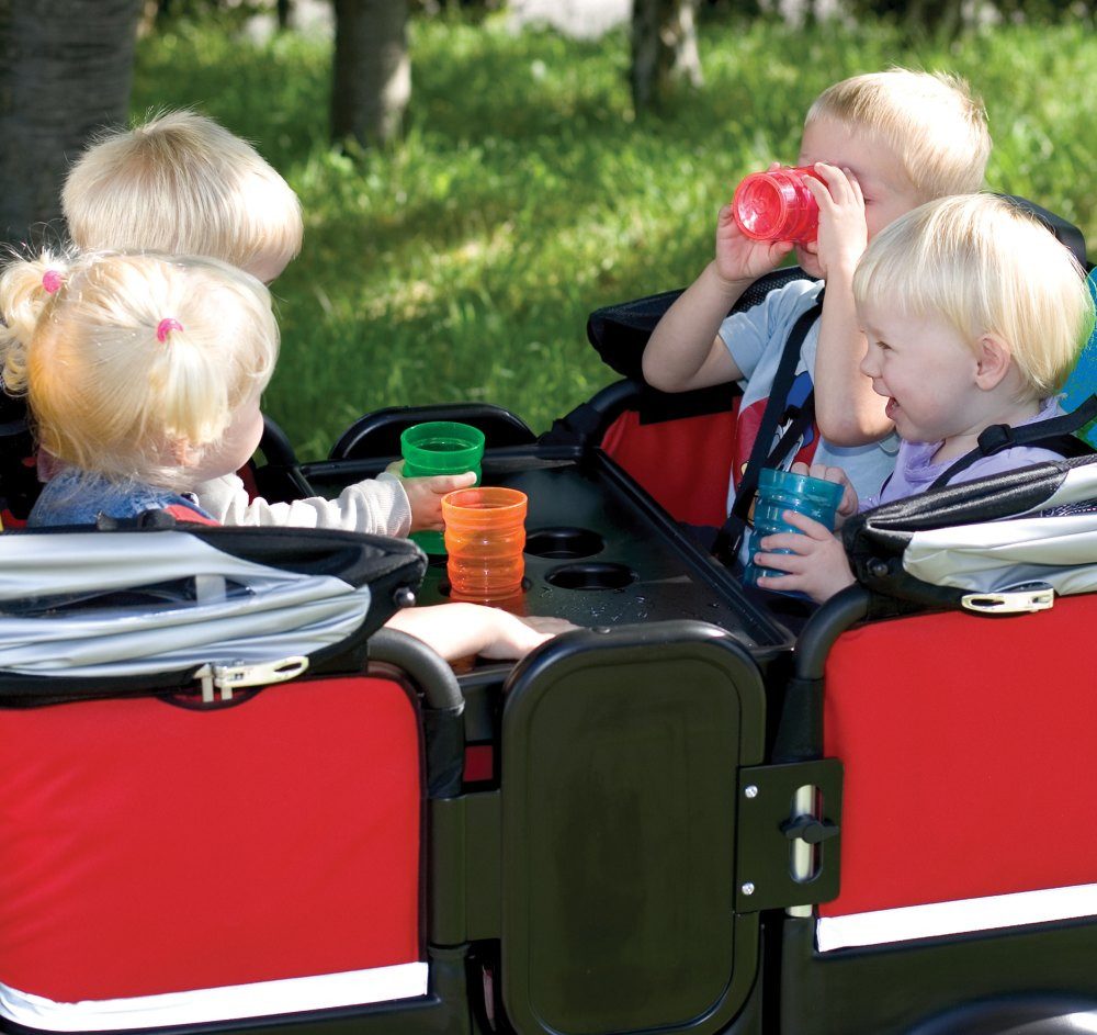 Zwillings-Kombikinderwagen Turtle Kinderbus de Luxe für 4 Kinder – Krippenbus mit Wetterverdeck