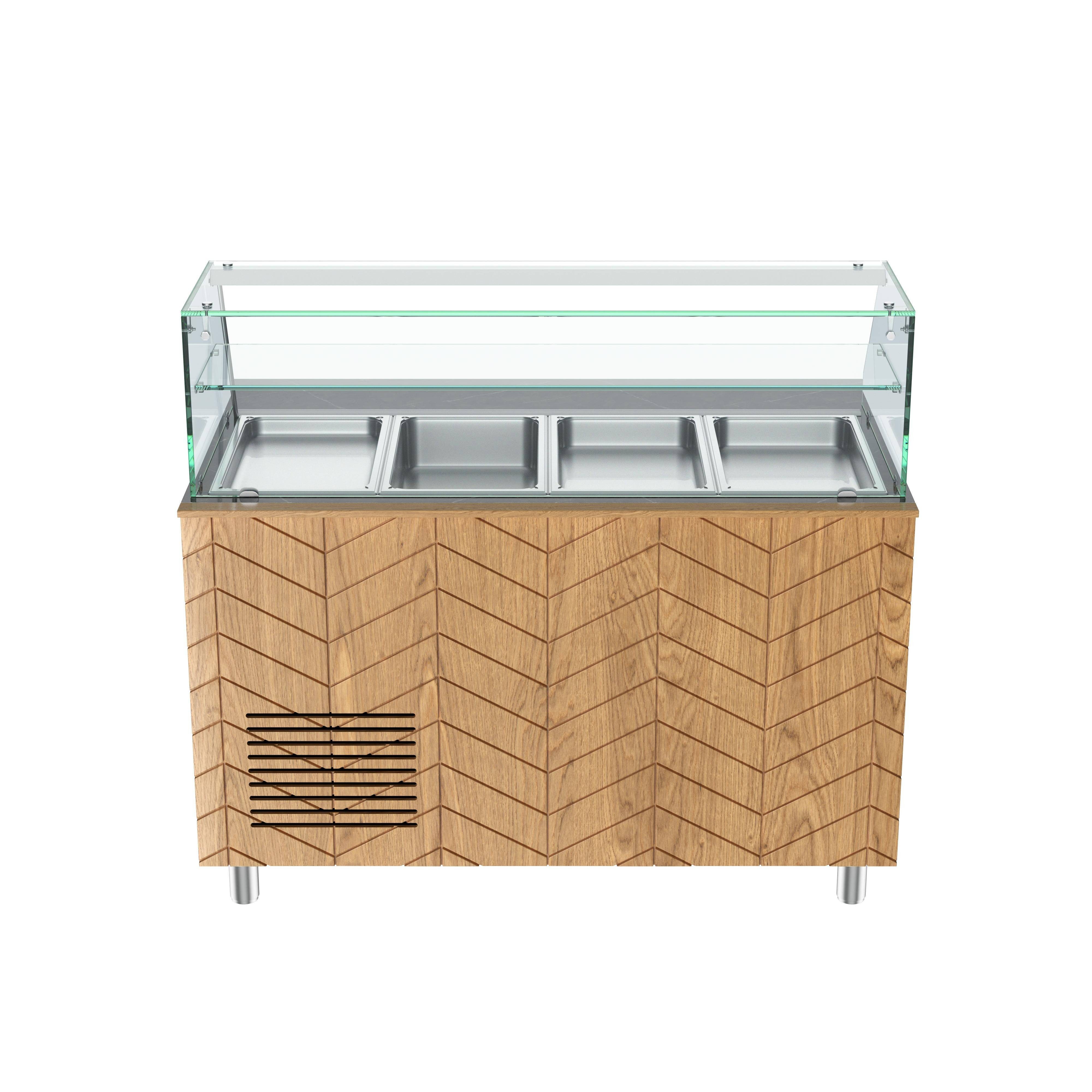 Pizzaofen Salattheke Premium 141 x 70 x 125 cm schwarzer Compact LED 2 Türen