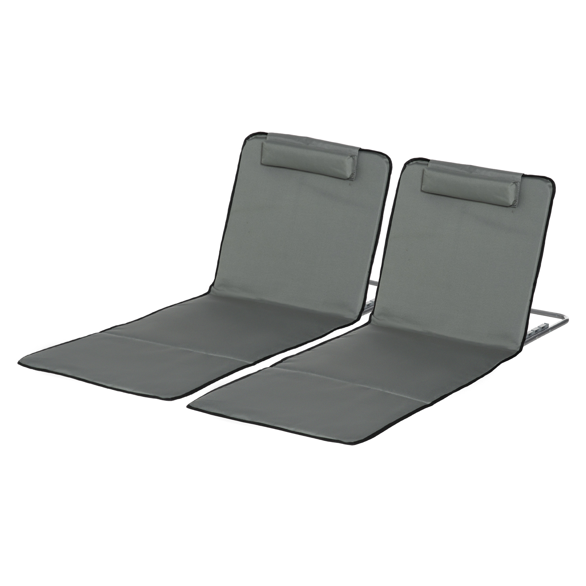 Outsunny 2er-Set Strandmatte, verstellbar, faltbar, 124L x 53B x 37-50H cm, Grau