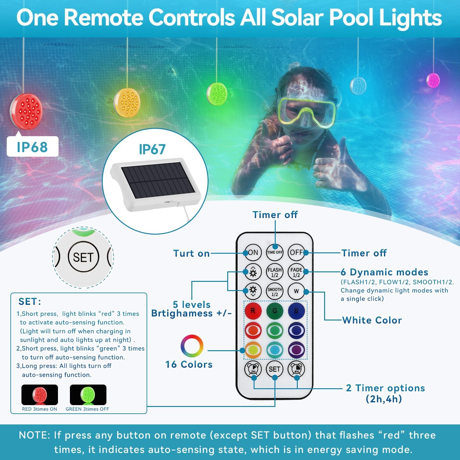 Solar Pool Lights Submersible Pool Lights (4 Pack)
