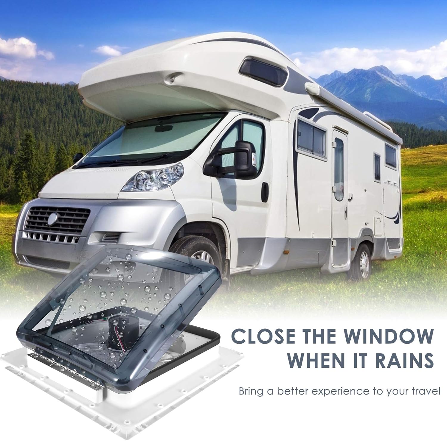 Hlieeosfcn Belüftung für Wohnmobil 40 * 40 cm RV Dachventilator 12V RV Dachventilator mit 3 Gänge einstellbare Windgeschwindigkeit,extrem geräuscharmer Dauerbelüftung RV 12V Remote,für Wohnmobile