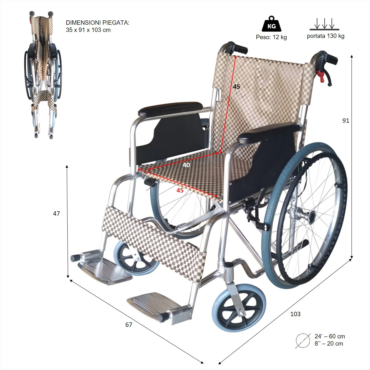 Carrozzina Disabili (Alluminio) | TOSCA