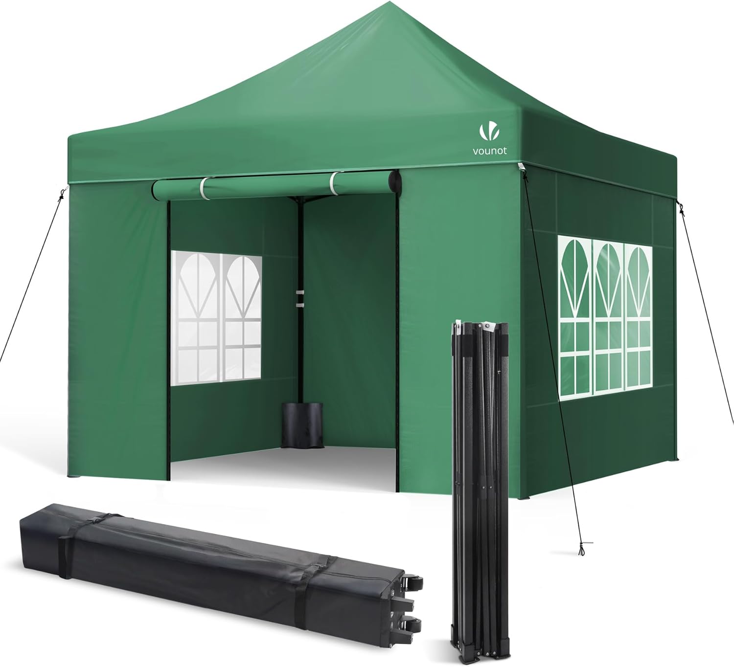 VOUNOT Gazebo 3x3m Pieghevole con 4 Parti Laterali, Gazebo da Giardino Tenda Padiglione Pop up con 4 Sacchi di Sabbia di Peso e Sacca di Trasporto, Bianco