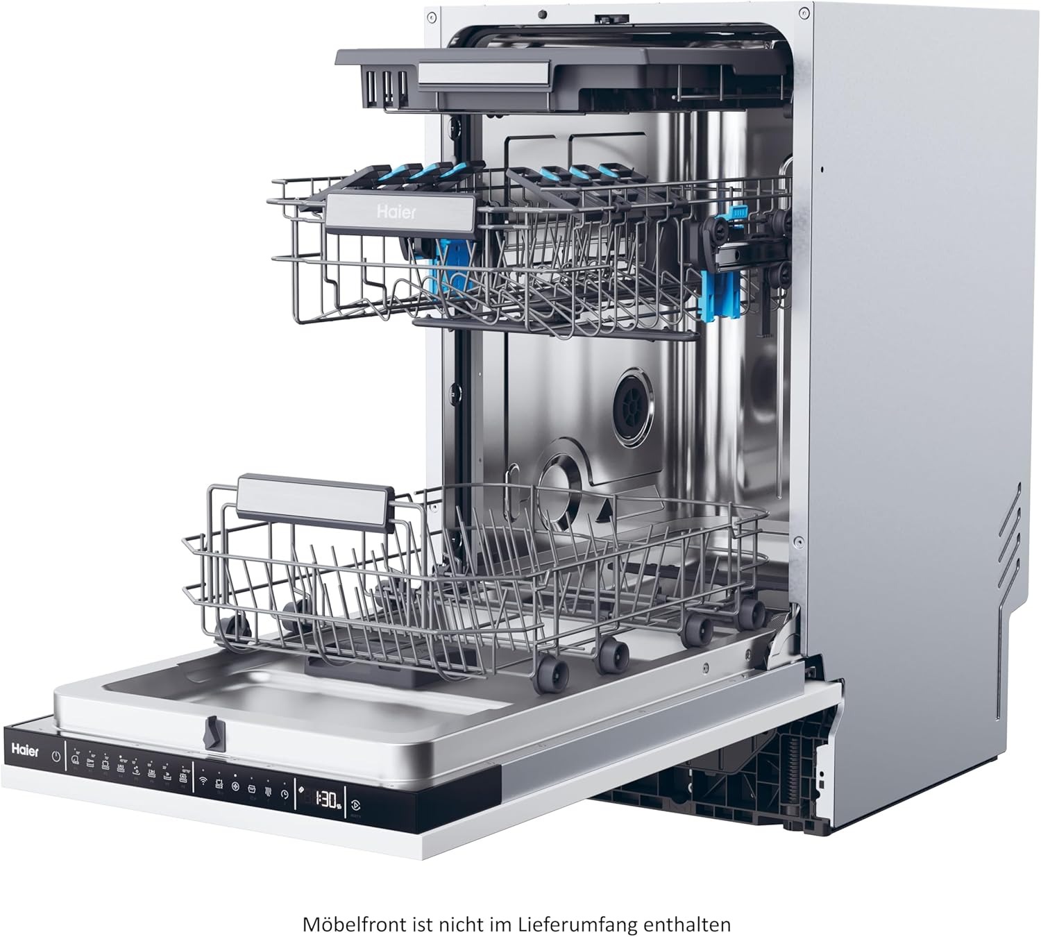 Haier I-PRO SHINE Serie 4 | XI1C3TB2FB / Lavastoviglie completamente integrata 45 cm / 11 soffitto/funzione Wi-Fi/cassetto posate/cestello superiore regolabile in altezza con Easy Click/Aquastopp
