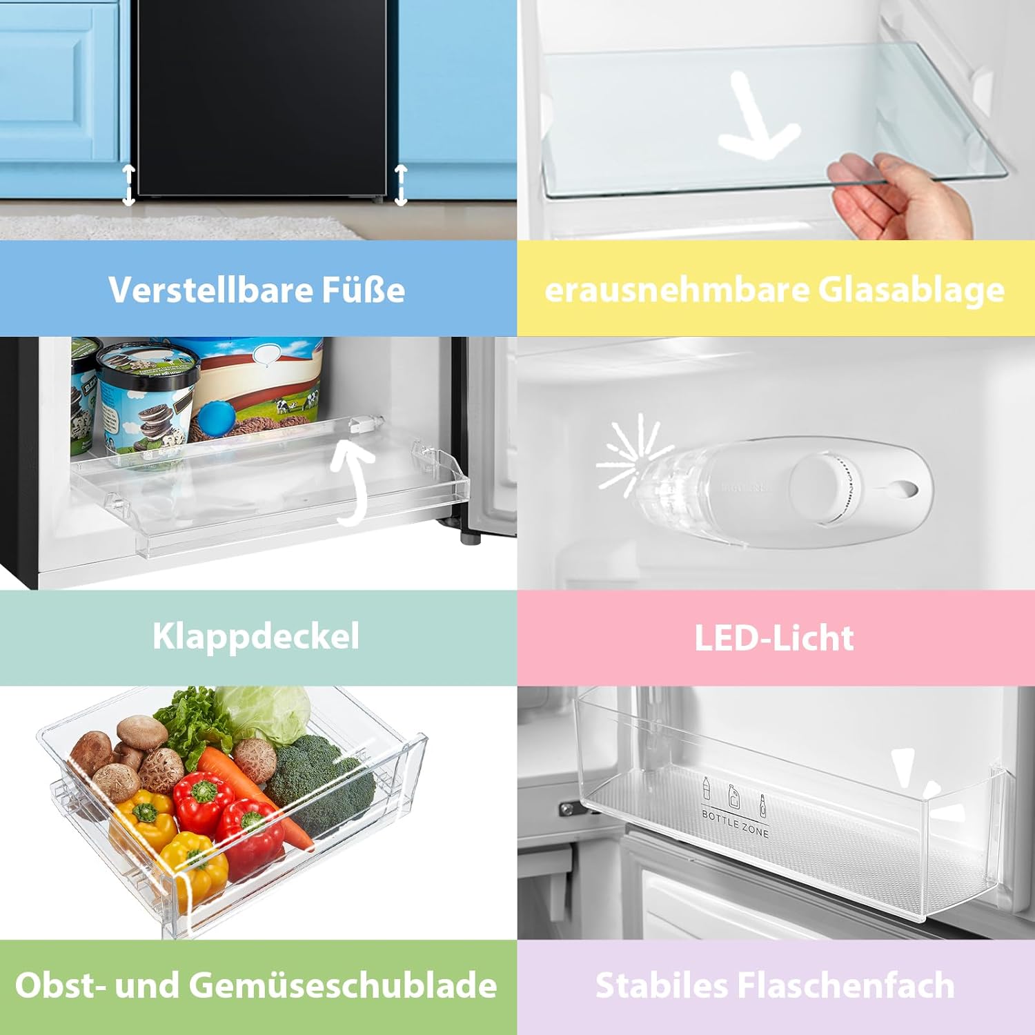Comfee RCB169DK2(E) Fridge/Freezer Combination, 150 cm Height, Low Frost, Adjustable Fridge Temperature, LED Light, 195 kWh per Year, Fridge Capacity 115 L, 59 L Freezer, Black