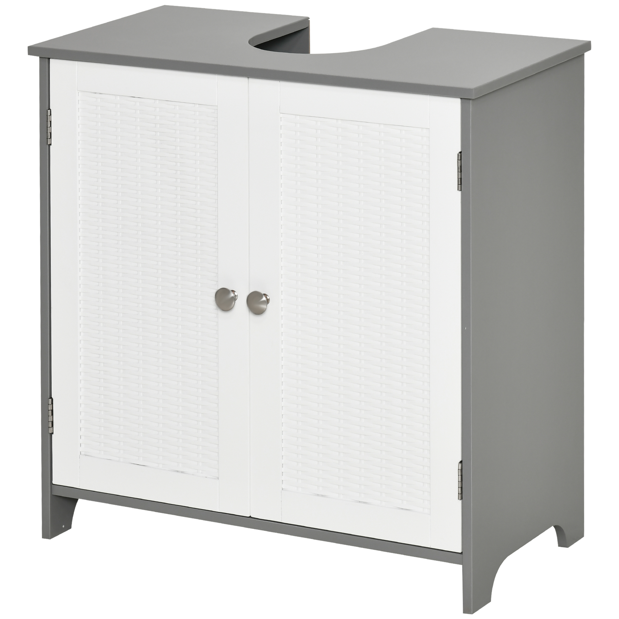 kleankin Unterschrankmöbel Waschbeckenunterschrank Badezimmerschrank 60 x 30 x 60 cm Grau Weiß