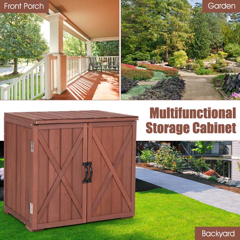Eletriclife Outdoor Wooden Storage Cabinet with Double Doors