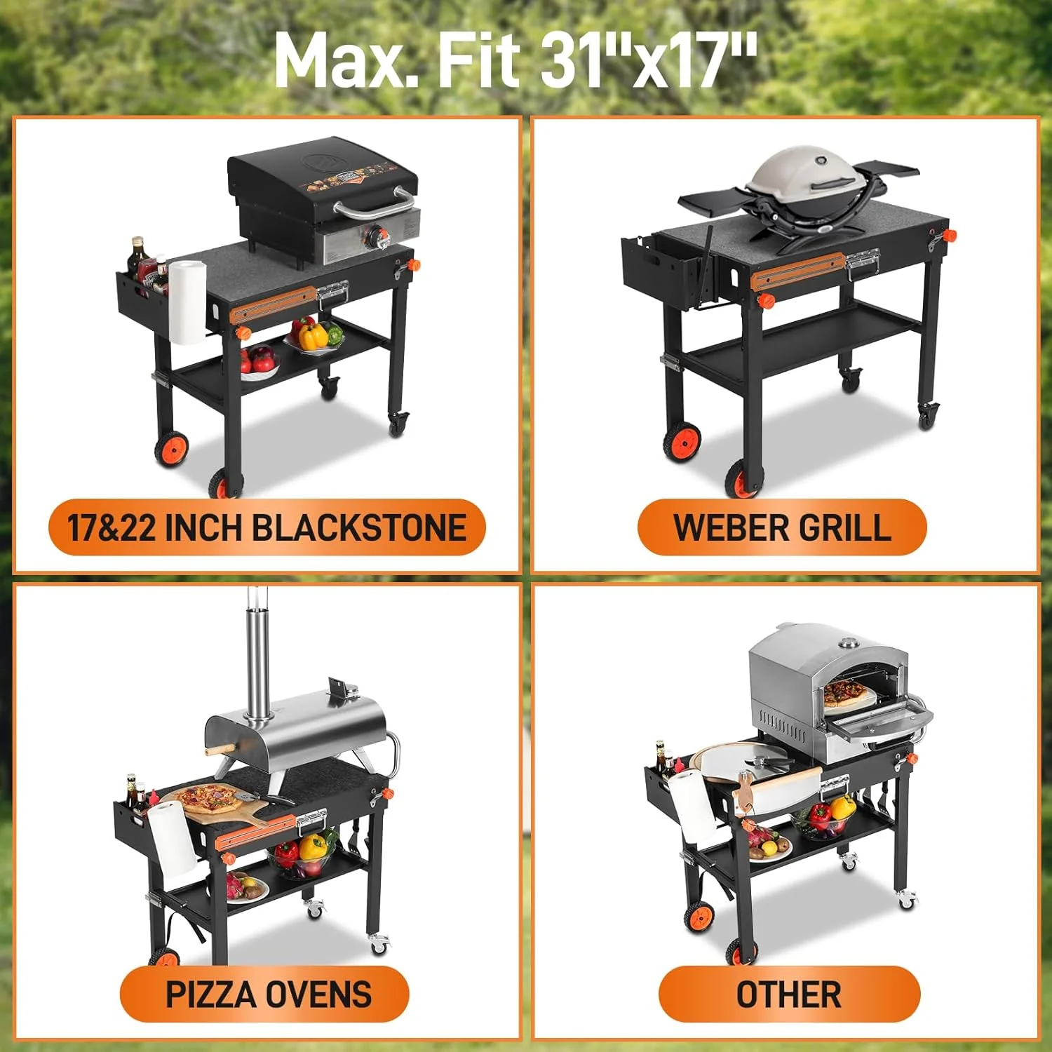 Portable Universal Grill Table Stand   Sturdy Outdoor Dining Cart