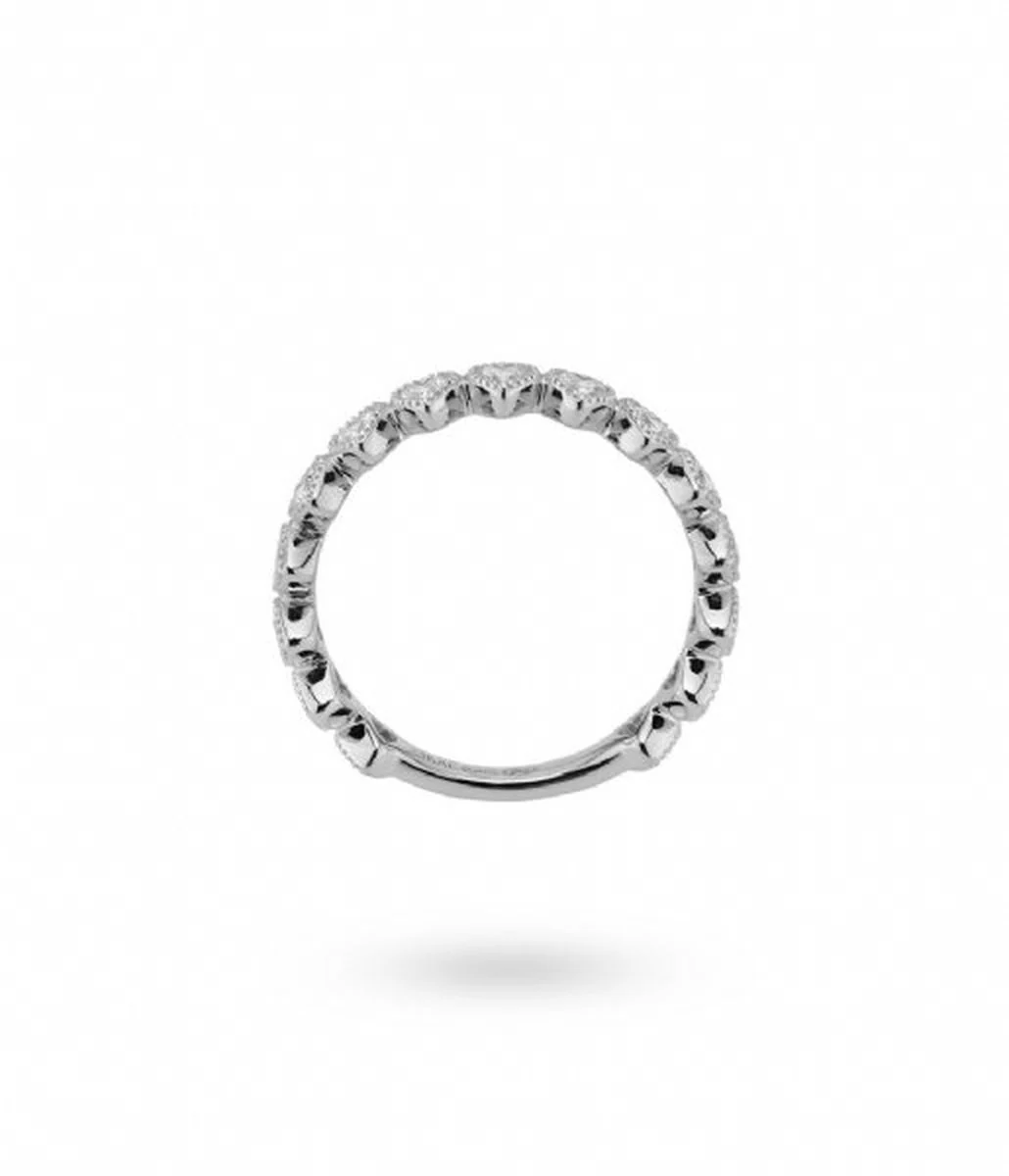 Anello 24Kae rodiato bianco con cuori e zirconi bianchi 12492S