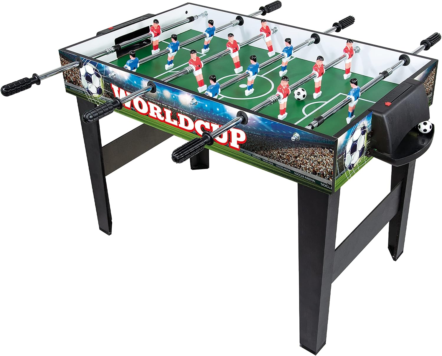 Teorema Giocattoli, calcio balilla edizione worldcup, biliardino da casa con 2 palline e segnapunti e aste telescopiche, tavolo calciobalilla per adulti e bambini, altezza 69 cm