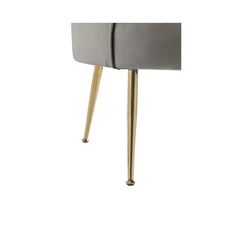 Velvet Scalloped Back Barrel Accent Chair with Metal Legs