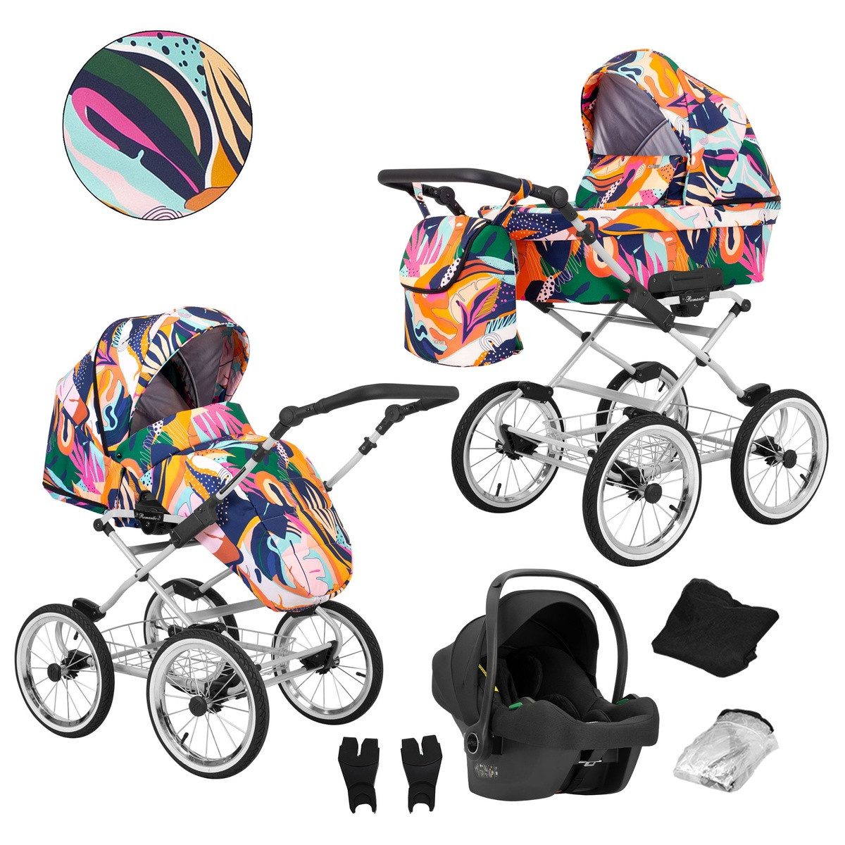Kombi-Kinderwagen Romantic 3-in-1 Kinderwagen mit Cosmo Autositz mit AIR Wheels