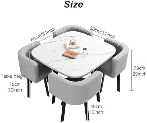 Generico Set Tavolo e Sedia da Salotto, Tavolo da Pranzo Quadrato e 4 sedie, Set da caffetteria, Tavolo da Svago, Stile retrò, Ufficio, Salotto, Cucina, 80 cm, 1 Tavolo e 4 sedie (Colore: Nero, Dimen