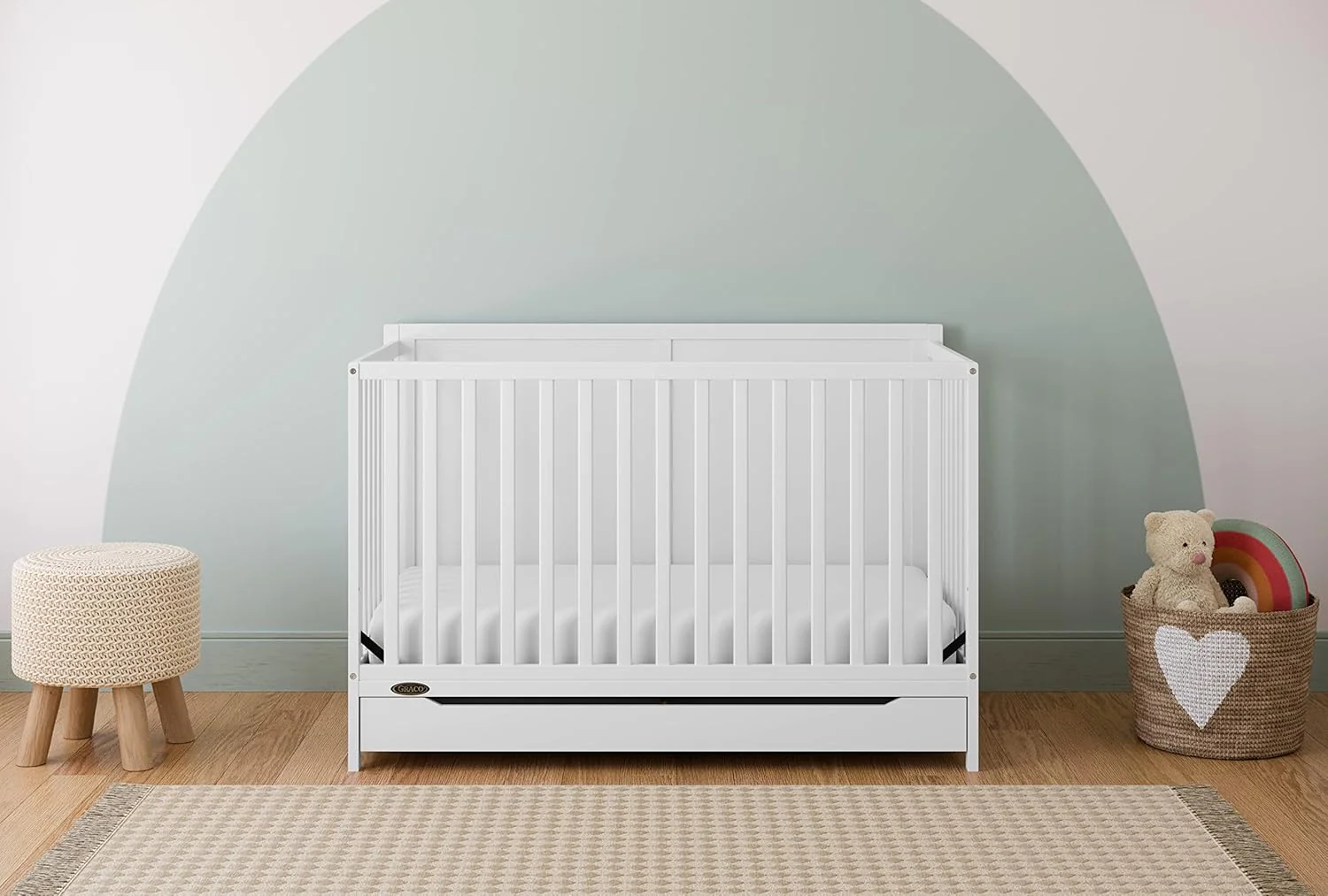 5-in-1 convertible baby crib with drawer - Black
