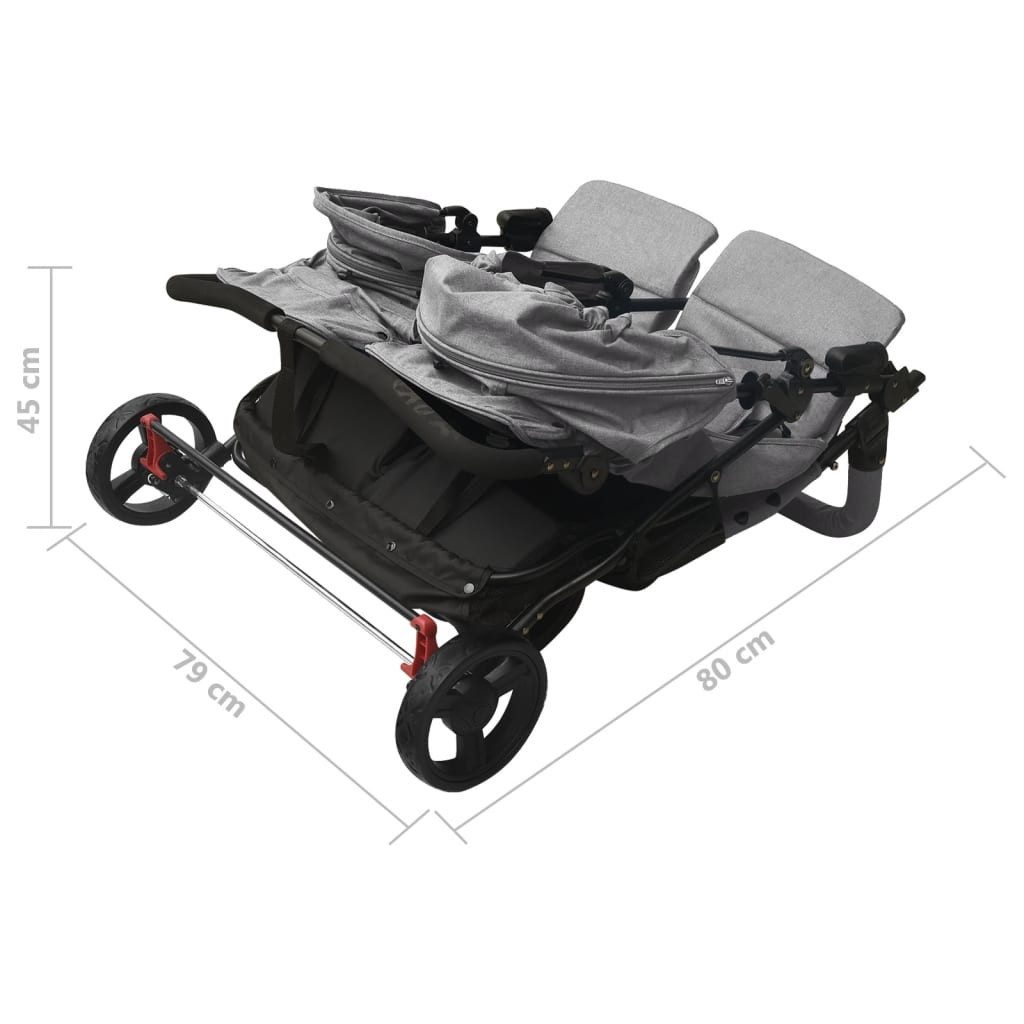 Kinder-Buggy aus Stahl, Leinenstoff in Hellgrau