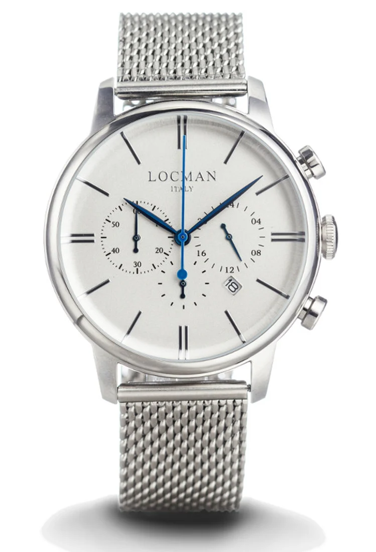 Locman 1960 crono bianco acciaio maglia milano 0254A06A-00AGNKB0
