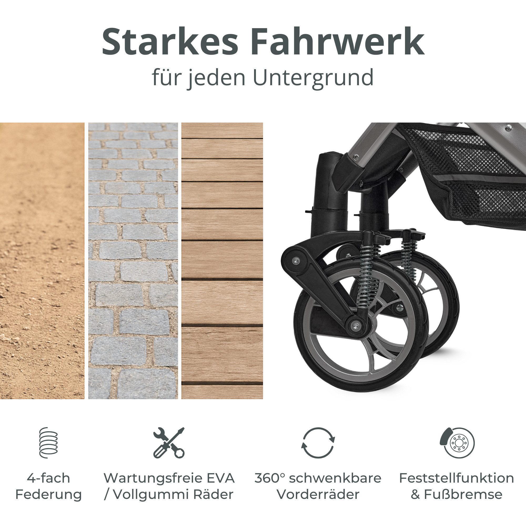 Kombi-Kinderwagen EXQUISE 2.0 Kinderwagen 3-in-1 SCHWARZ/SILBER BUGGY, AUTO-BABYSCHALE