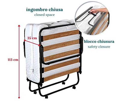 EVERGREENWEB Letto Brandina Pieghevole con Materasso Memory Foam 80x190 Alto 12 cm SFODERABILE LAVABILE, Struttura Rete Singola a Doghe in Legno   Cuscino Omaggio, Kit Letto Salvaspazio con Rotelle : Amazon.it: Casa e cucina