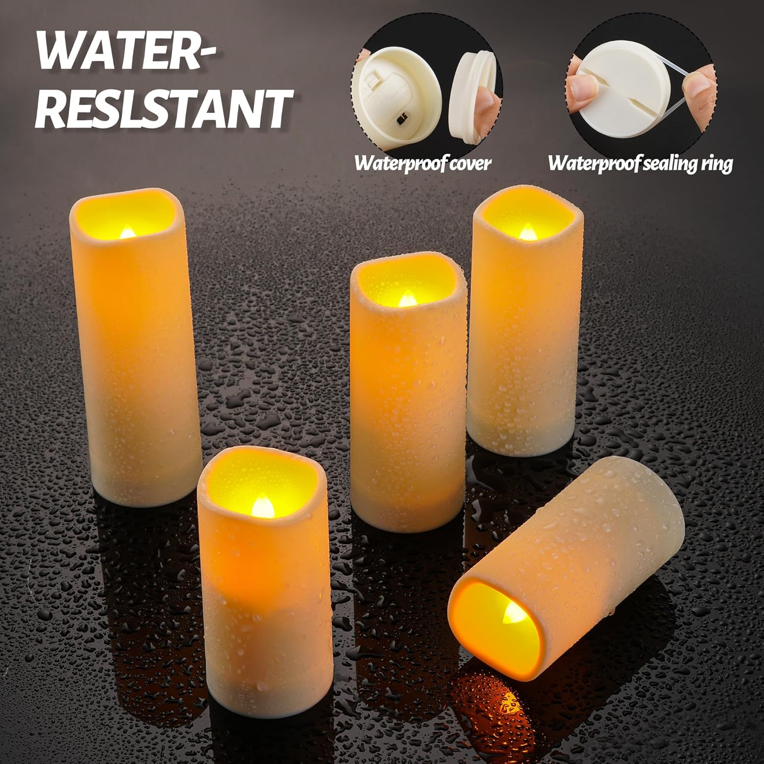 Candela da esterno impermeabile, candela a batteria a LED senza fiamma, candela analogica resistente alle alte temperature da 12 pezzi.