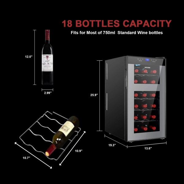 Maisee Dual Zone Wine Cooler Refrigerator Chiller Fridge Upper Zone 44f-54f Lower Zone 54f-65f for Red White Wine Champagne Sparkling in Home Office