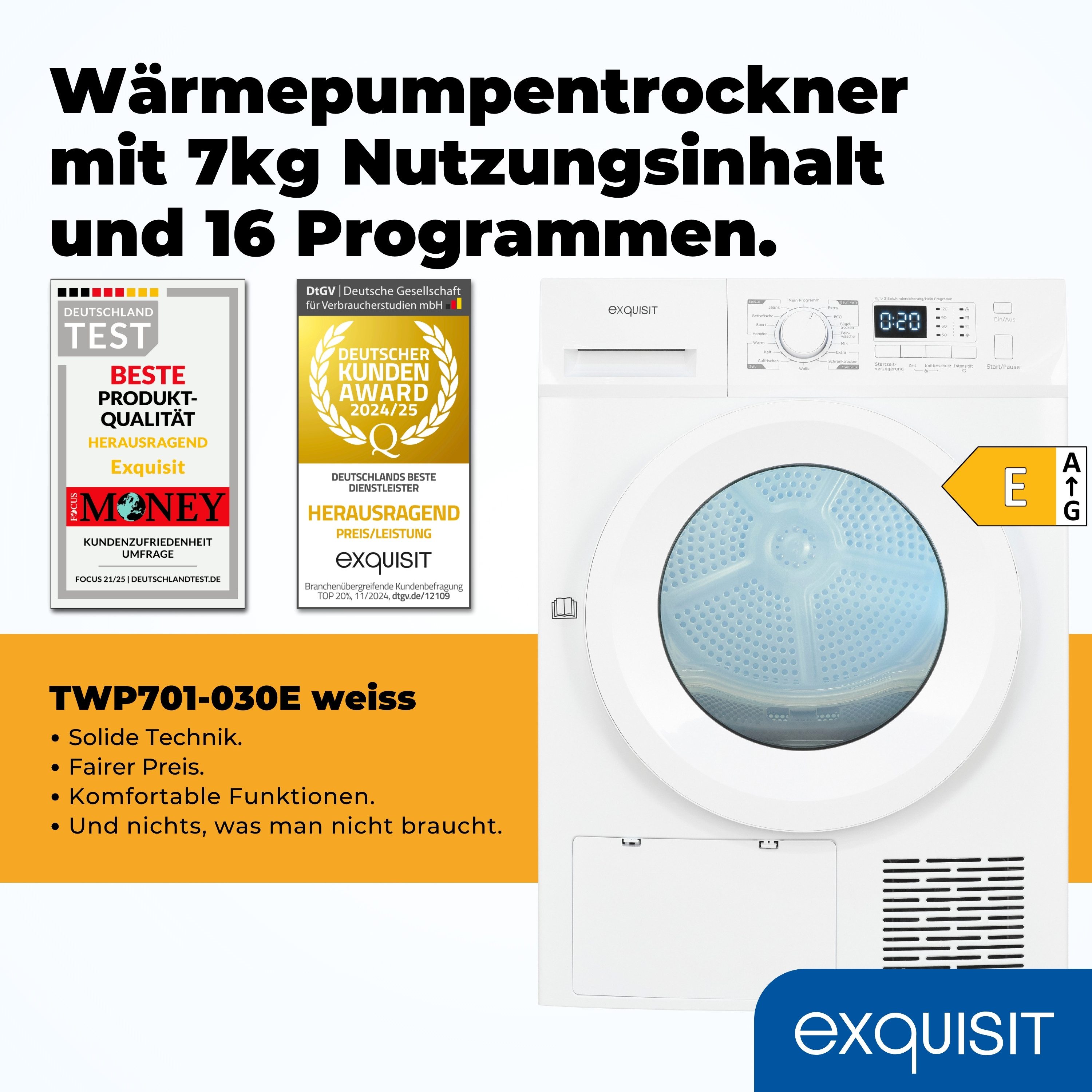 Wärmepumpentrockner TWP701-030E weiss