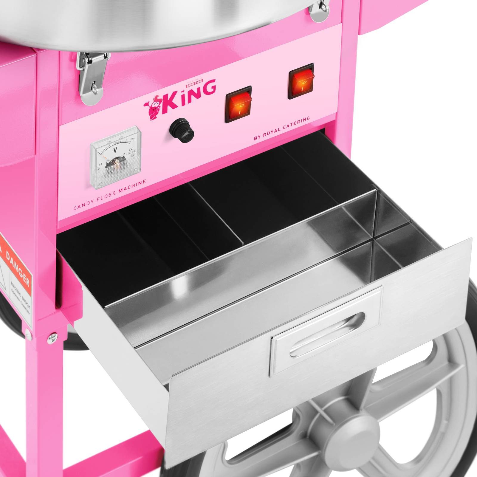 Zuckerwattemaschine Zuckerwattegerät mit Wagen 52 cm rosa