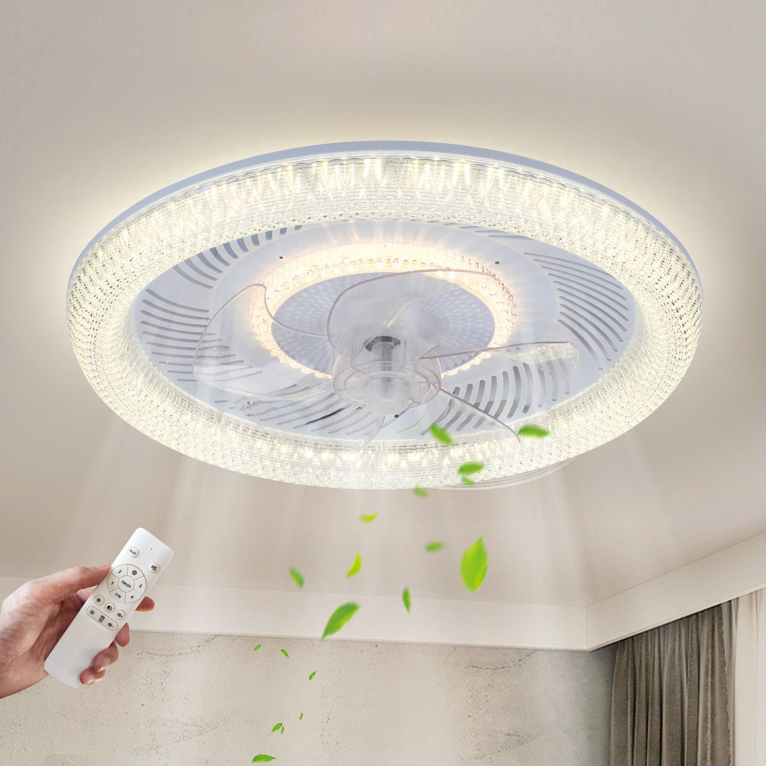 Deckenventilator Mit Beleuchtung Leise 54W Dimmbar Deckenleuchte Mit Fernbedienung
