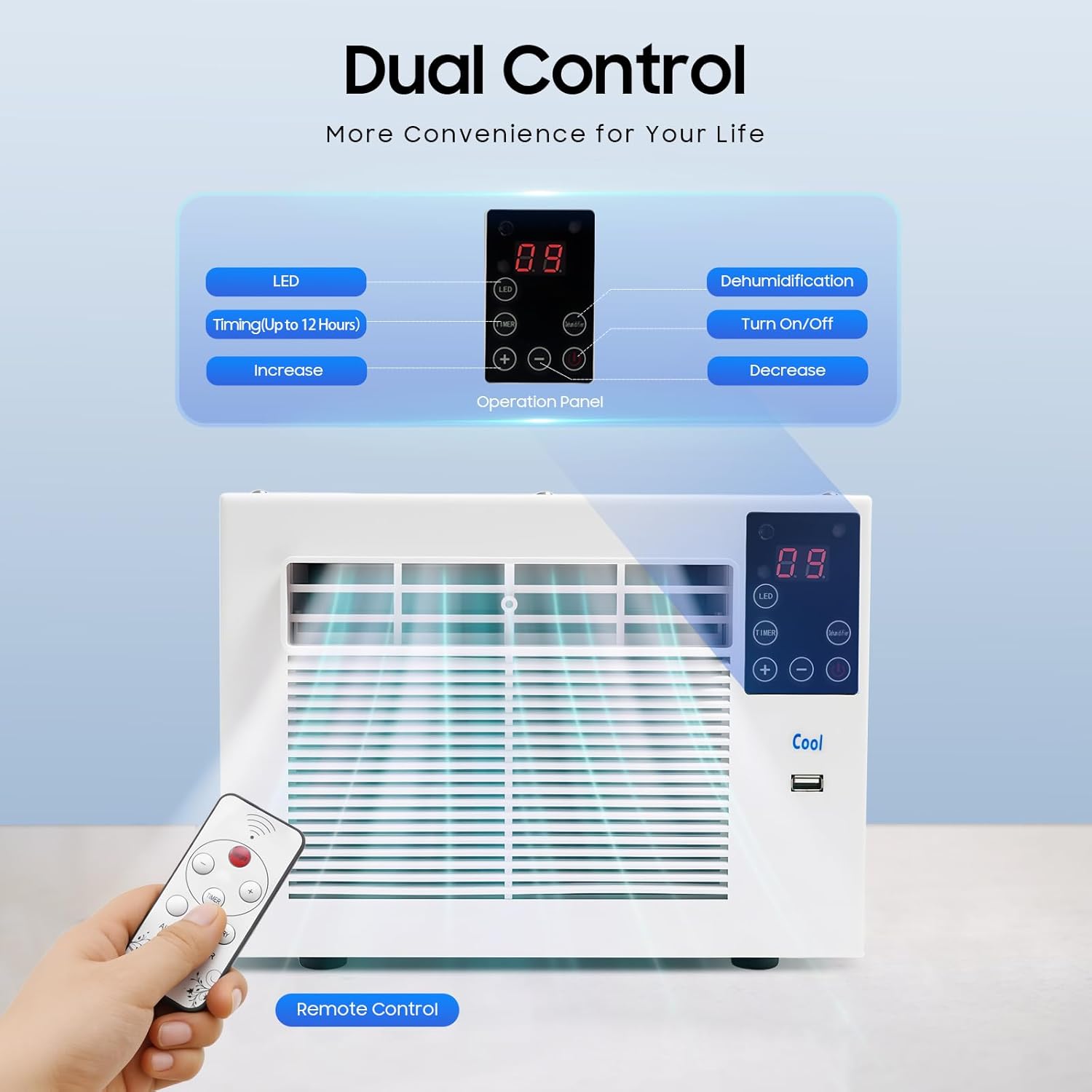 Mini Mobile Klimaanlage Kühler 280W Tragbares Mini-Klimaanlage, Halbleiter-Klimageräte mit Fernbedienung, Fensterkühler Klimagerät, für Schlafzimmer Büro Camping Wohnmobil 5-8m³ Räume