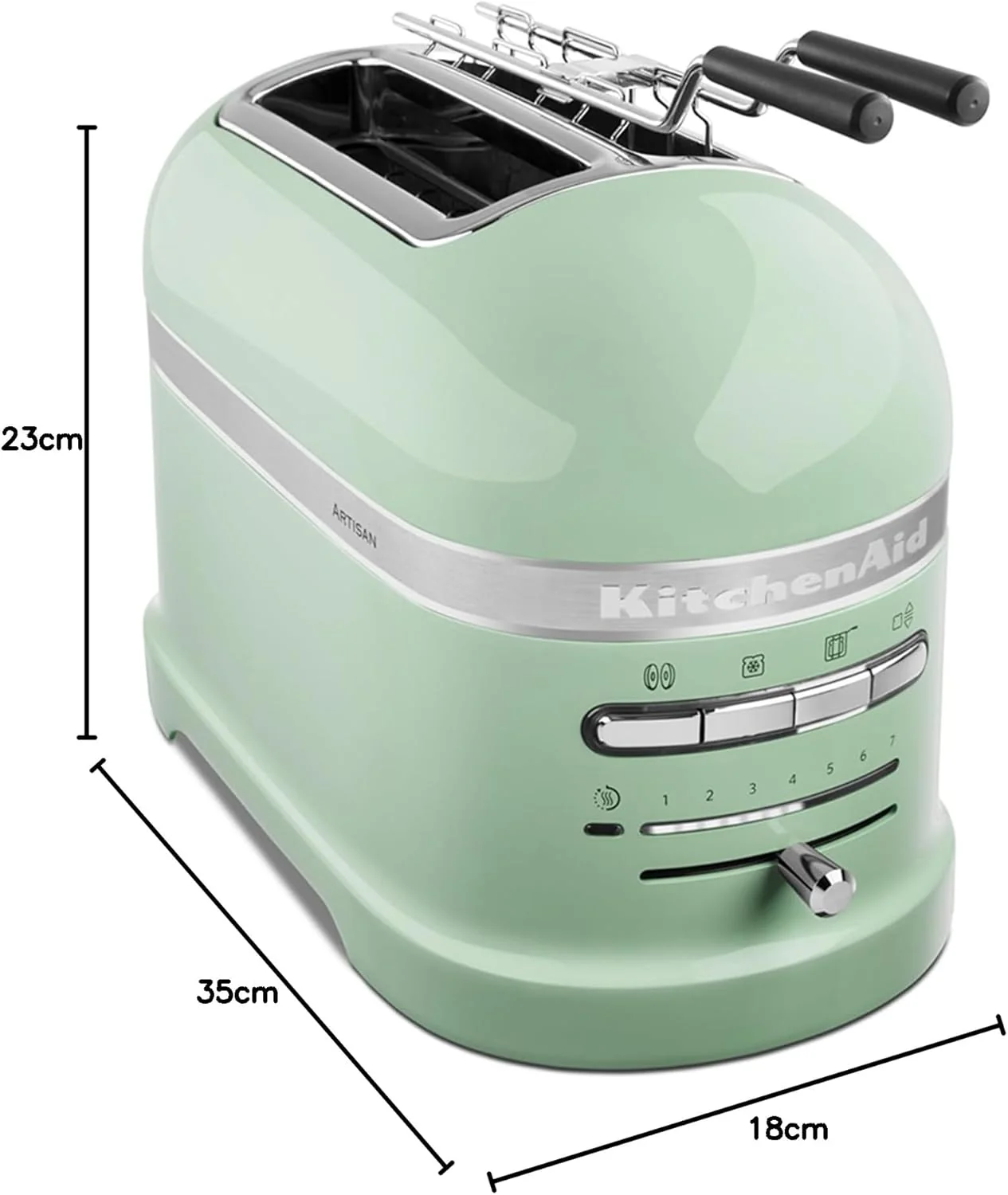 KitchenAid Toaster f��r 2 Scheiben mit Sandwich-Zange | Artisan | Retro Toast Machine | Verschiedene Funktionen und Br?unungsstufen | Gr��n