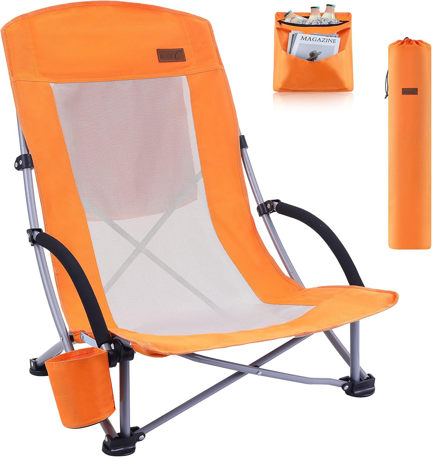 Beach Chairs for Adults 2 Pack w/Cooler Compact High Back