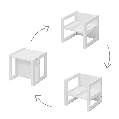 roba Set Tavolo   Sgabello per Bambini   Convertibile in Panca   Stile Country – Mobili per Bambini – 3 Altezze – Multifunzionale   Legno Laccato Bianco : Casa e cucina