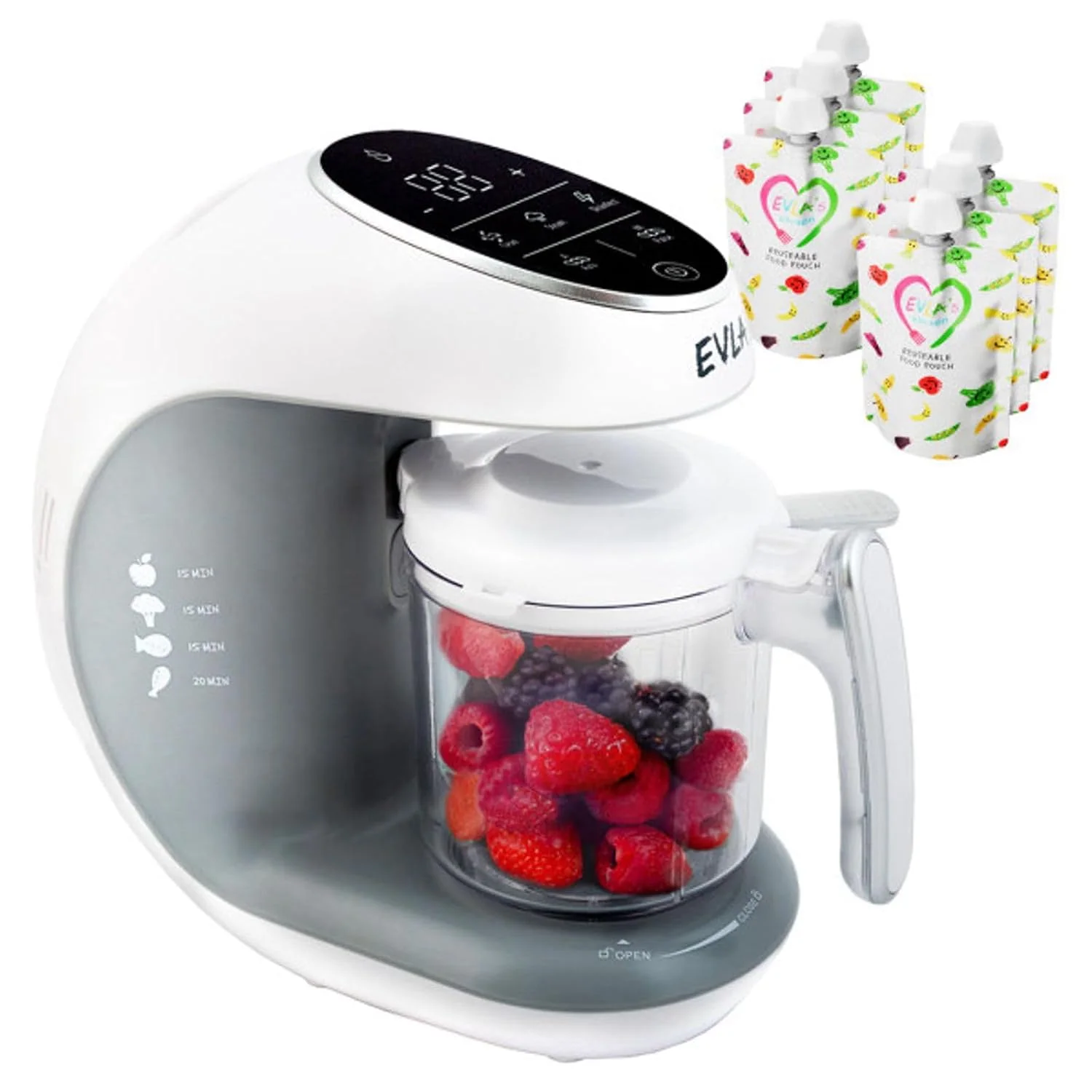 EVLA'S Dampfglätter, Schwarz, Baby Food Maker, Baby Food Processor Blender Grinder Steamer, Cooks & Blends Healthy Homemade Baby Food in Minutes