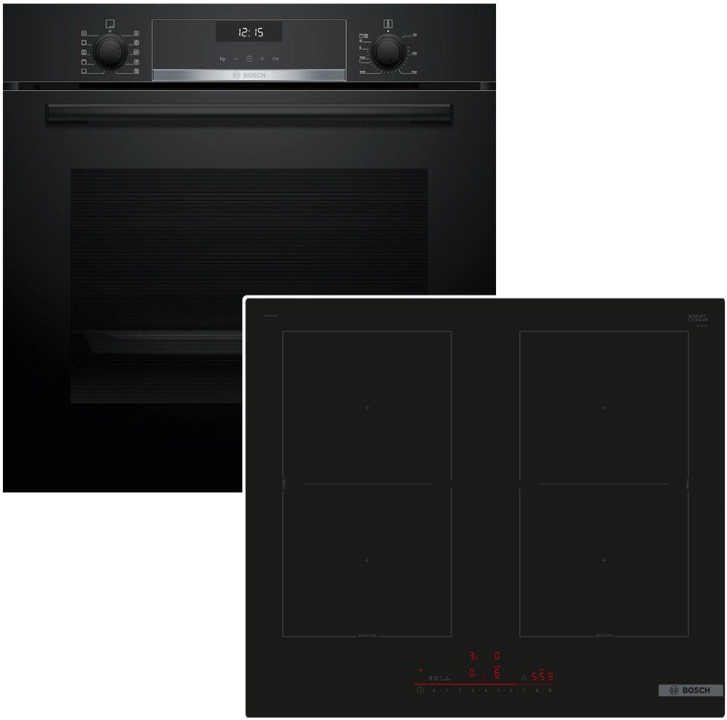 Backofen-Set 3D-Heißluft Teleskopauszug + FlexInduktion-Kochfeld HomeConnect