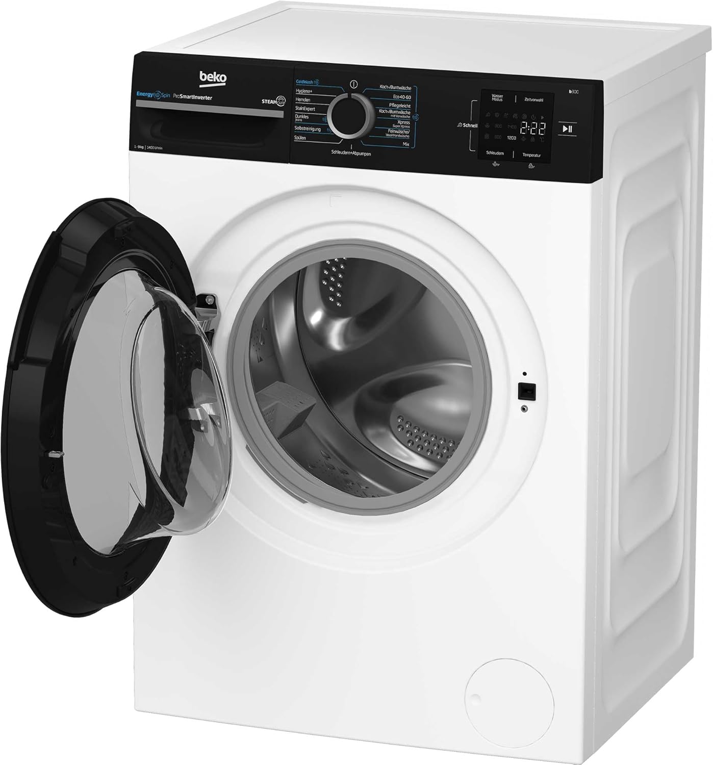 Beko WMC81464ST1 Waschmaschine, Bluetooth, 8 kg, ProSmart Inverter Motor, Dampffunktion, Pet Hair Removal, Watersafe+, Weiß