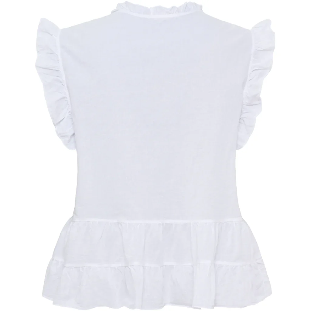 Ruffle Peplum Top �C White | Women's Luxury Cotton Top