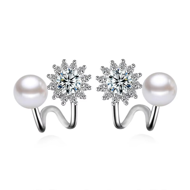 Sterling Silver Stud Ear Brincos Earrings
