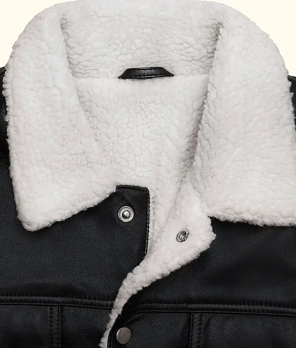 Freddie White Fur Leather Trucker Jacket