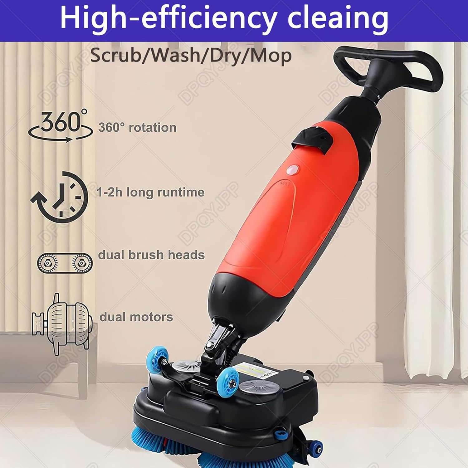 Lavasciuga Pavimenti Professionale compatta con Serbatoi Separati 5,5 L e 8,5 L, spazzole Pulizia motorizzate 45 cm (18 Pollici), Senza Fili e alimentata Una Batteria 36 V. Grey