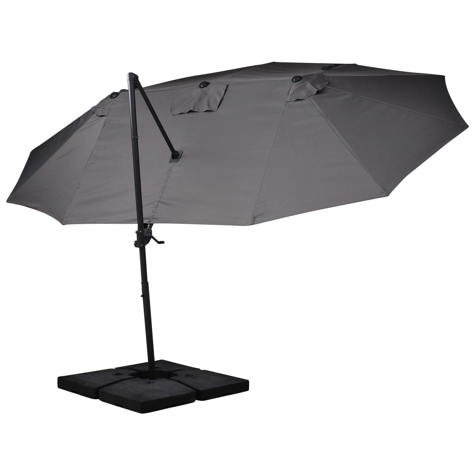 parasol met zwengel dubbele parasol tuinparasol zonwering metaal grijs