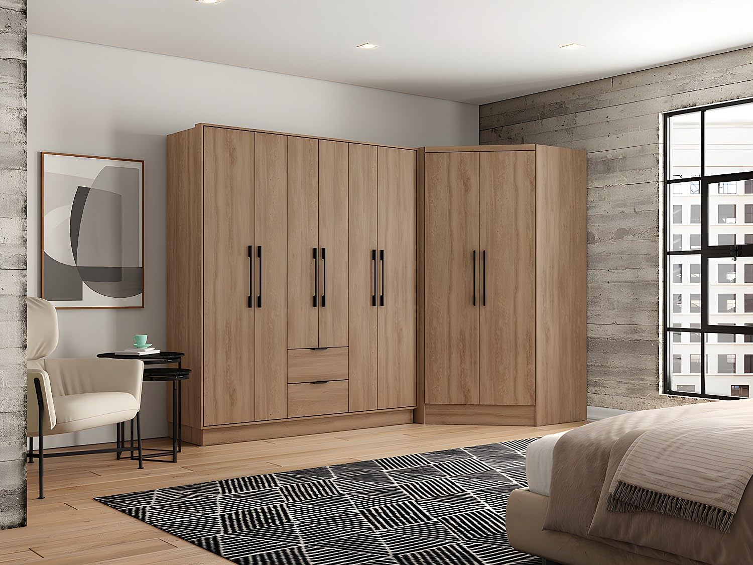 Vente-unique -Corner Wardrobe 2 Doors L101 cm le - Aurali