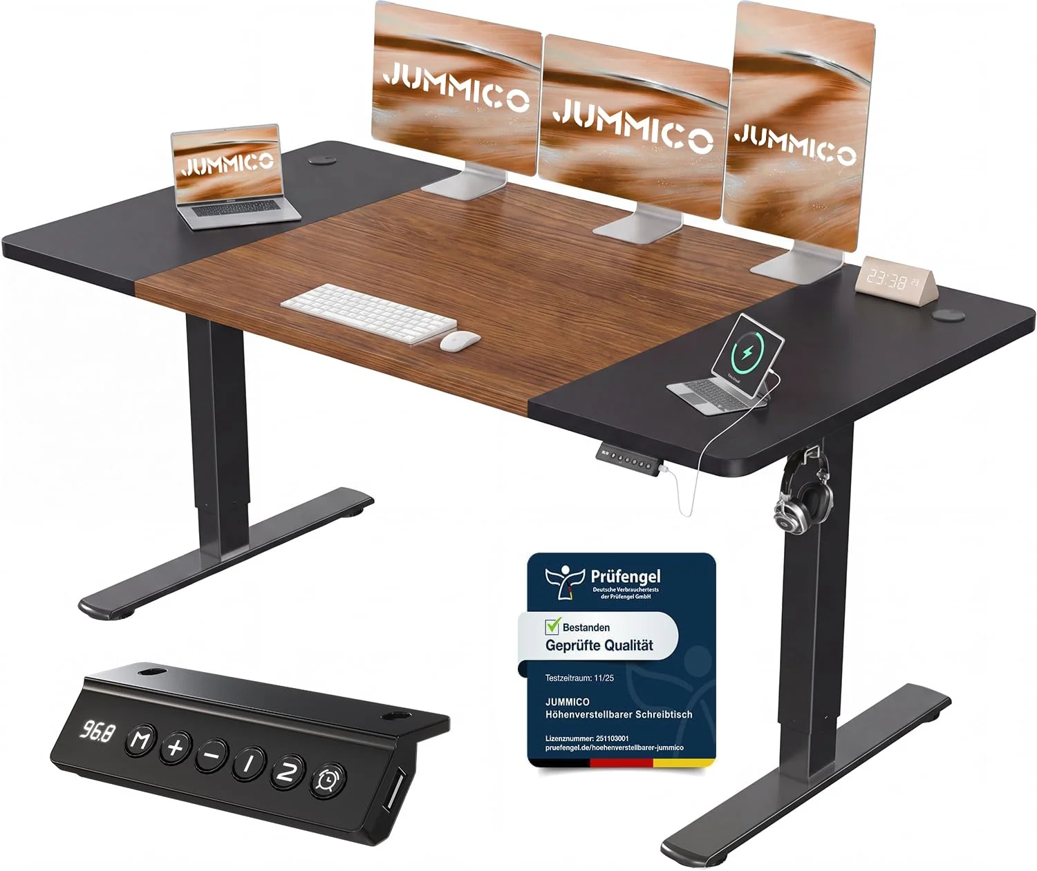 JUMMICO Elektrisch höhenverstellbarer Schreibtisch mit USB-Anschluss