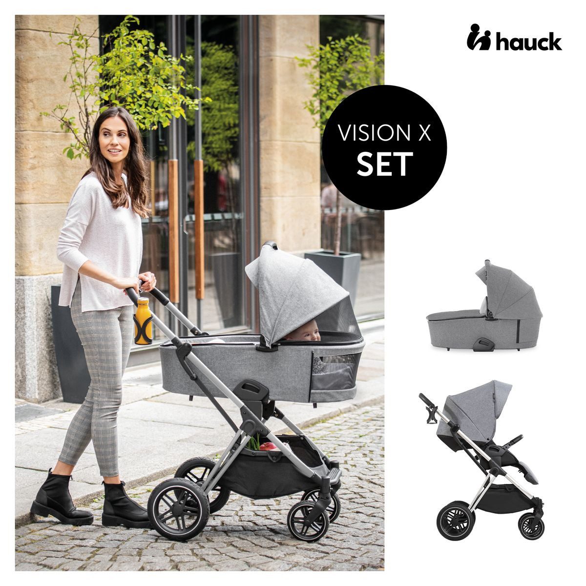 Kombi-Kinderwagen Vision X Duoset Silver - Melange Grey
